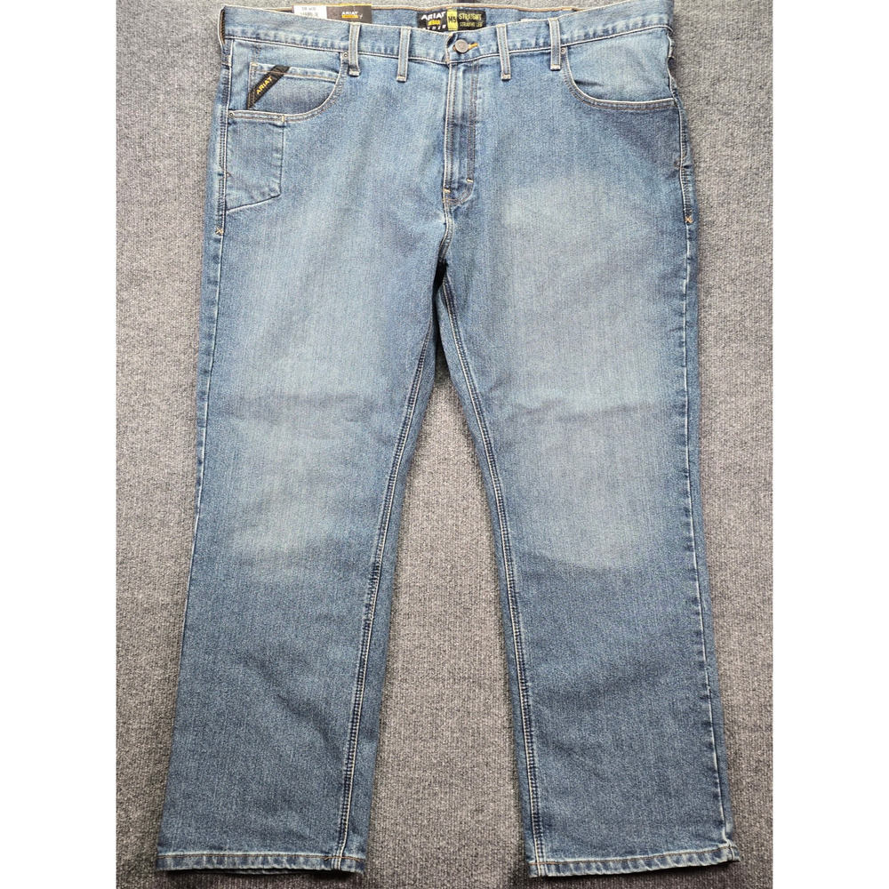Ariat Rebar M5 Jeans 46x32 Straight Leg Medium Wash Blue Denim Workwear Stretch